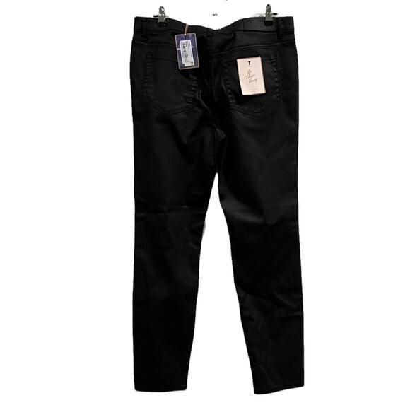 Ted Baker Jeans Pants Womens 34 Black Wet Look Skinny Dark Academia Goth NEW - Picture 2 of 12